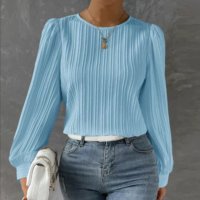 The Sarah Pleated Blouse — detail