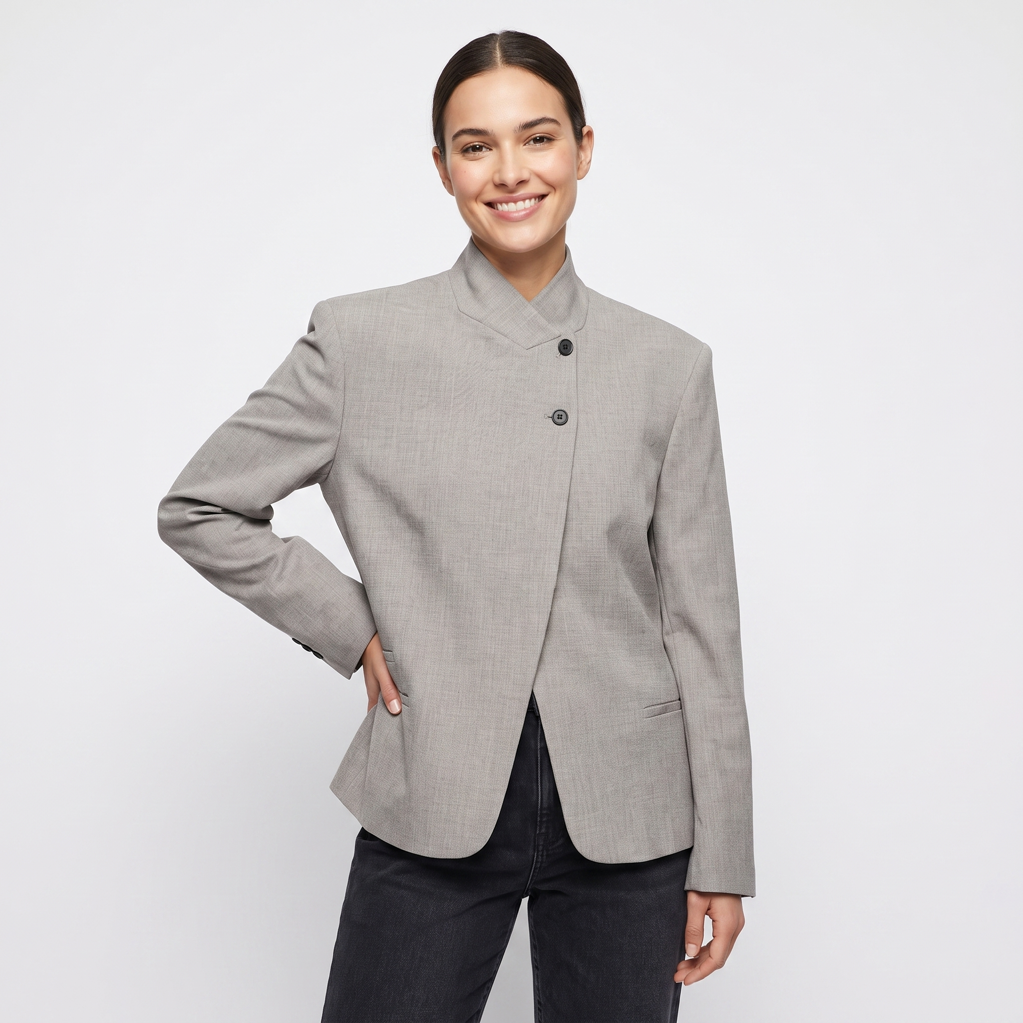 The Vivienne Asymmetric Blazer — front