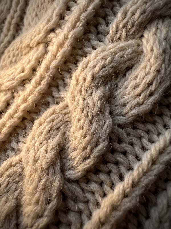 Aran cable knit texture macro