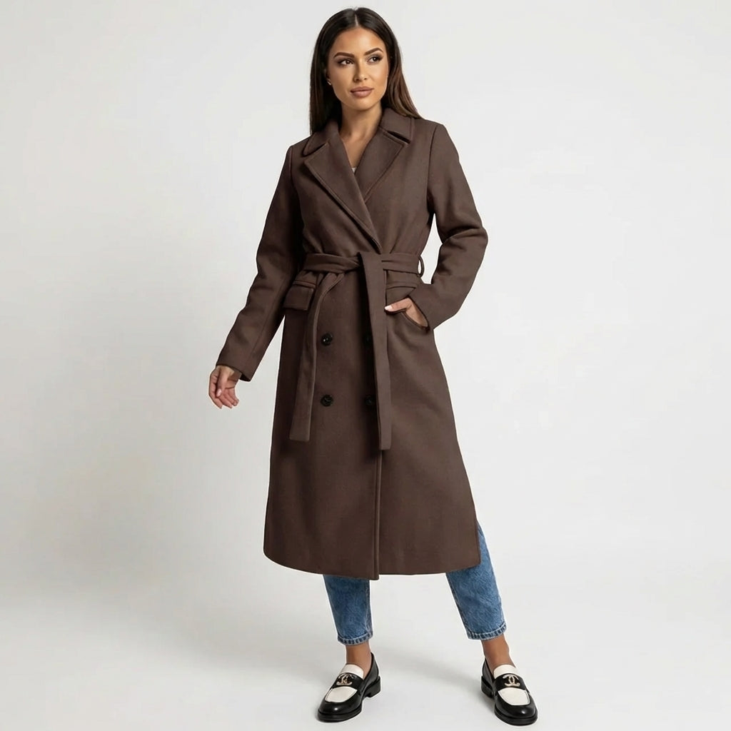 The Charlotte Belted Overcoat — side view