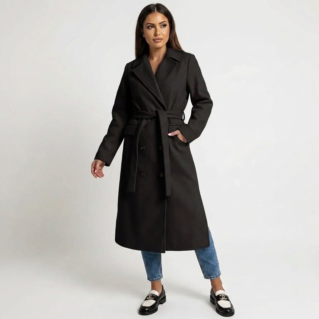 The Charlotte Belted Overcoat — back view