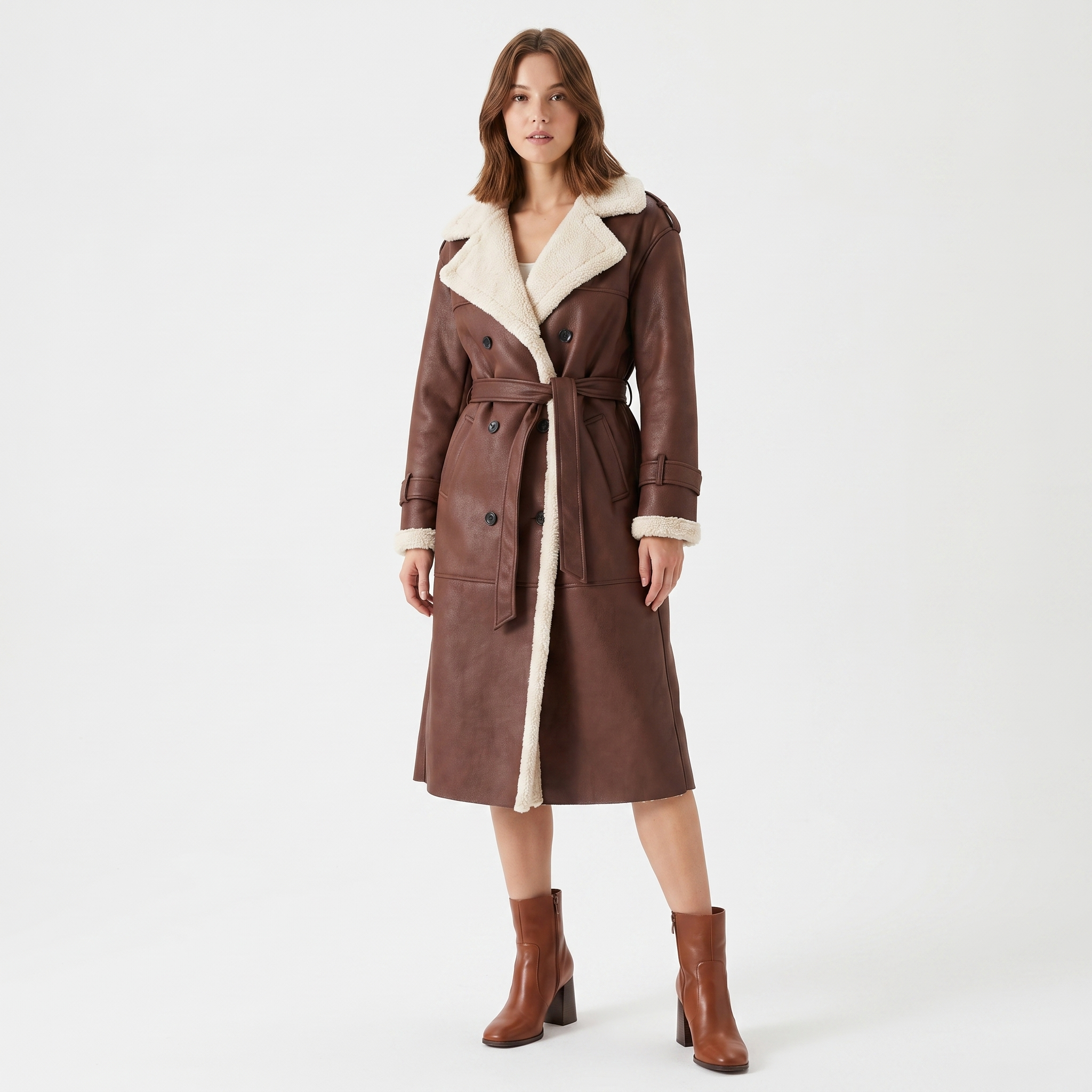 The Constance Shearling-Lined Coat — full look