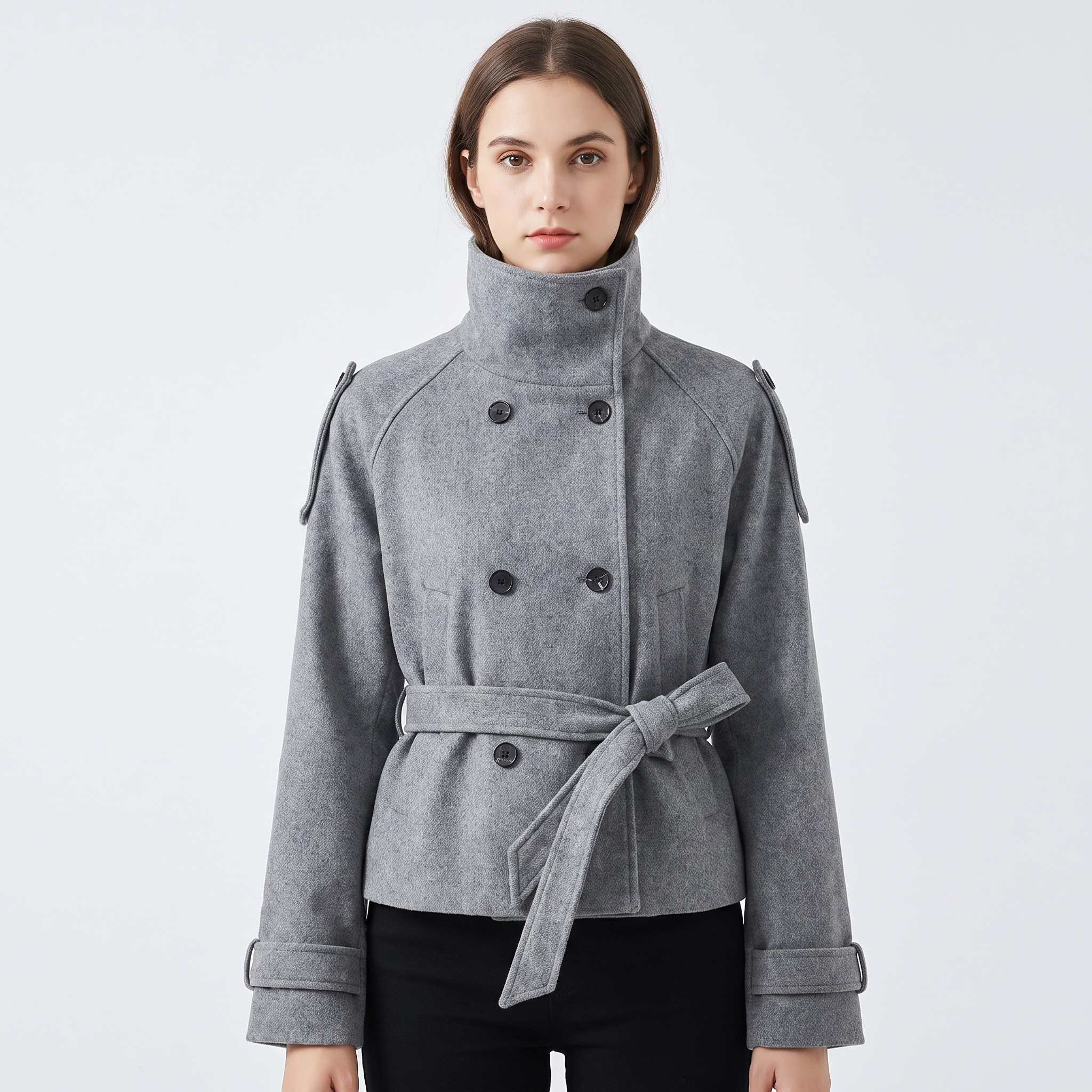 The Florence Cropped Wool-Touch Coat — front