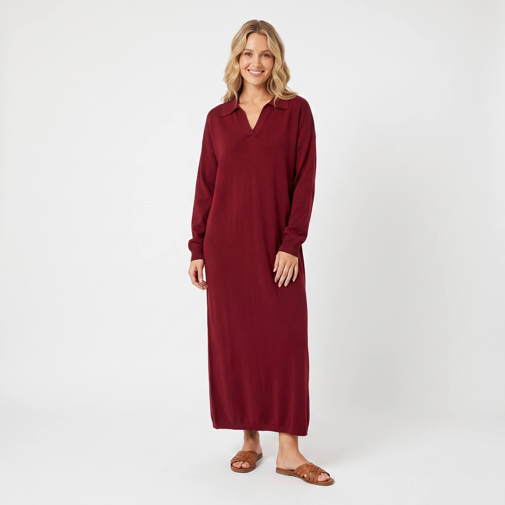 The Arabella Knit Polo Dress — full look