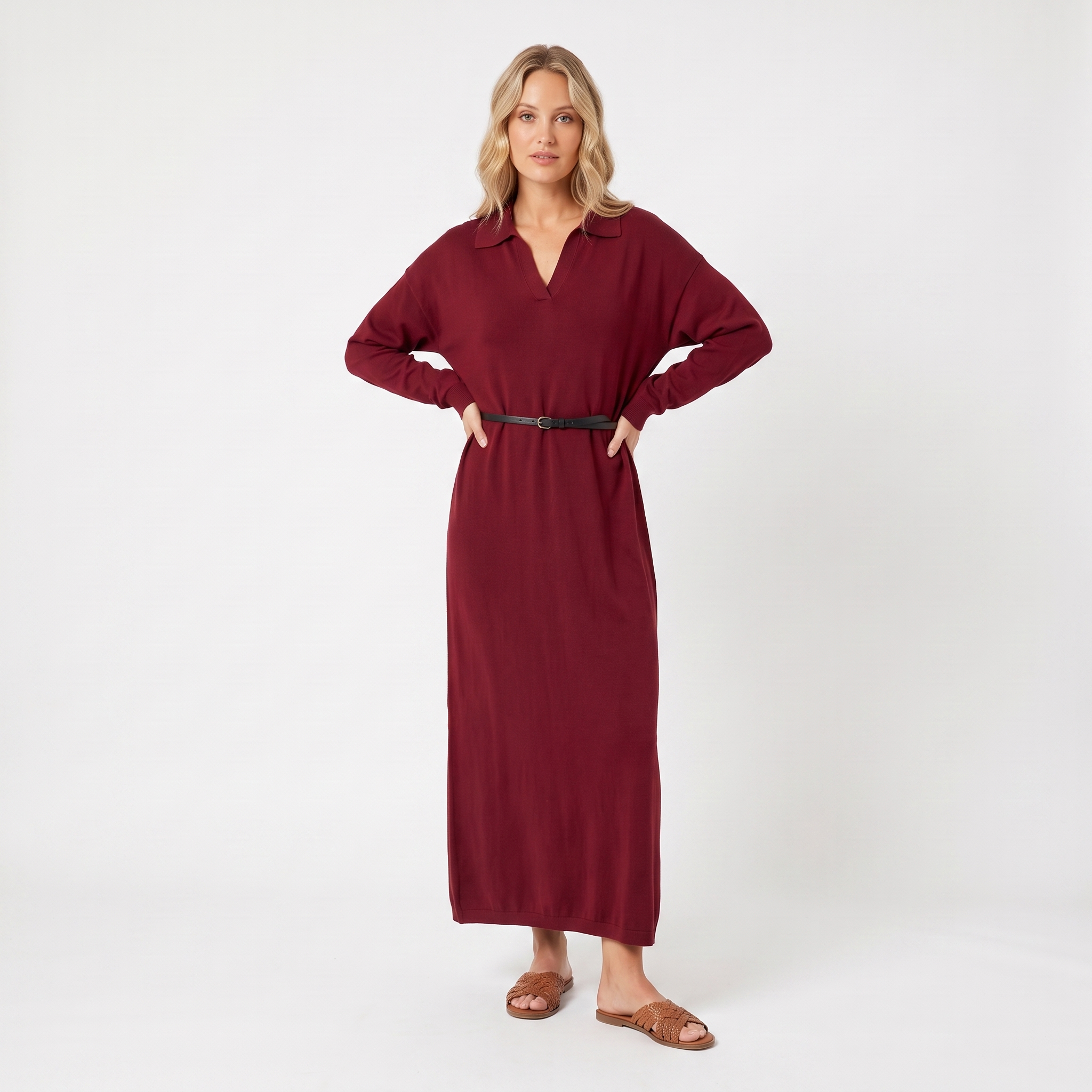 The Arabella Knit Polo Dress — side view